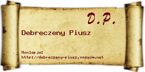 Debreczeny Piusz névjegykártya
